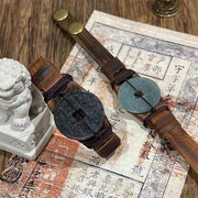 Buddha Stones Jade Mountain Ghosts Spend Money Prosperity Leather Watch Band Bracelet  - image 4