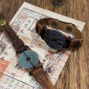 Buddha Stones Jade Mountain Ghosts Spend Money Prosperity Leather Watch Band Bracelet  - image 3