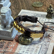 Buddha Stones Five-emperor Coins Pi Xiu Wealth Leather Rope Bracelet  - image 1