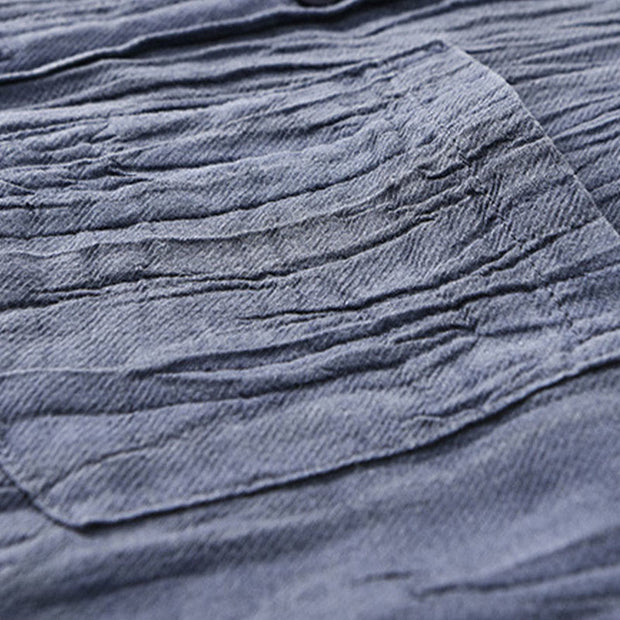 Buddha Stones Solid Long Sleeve Creases Design Buttons Down Ramie Linen Men's Shirts - image 16