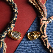 Buddha Stones Tibet Om Mani Padme Hum Carved Zakiram Focus Rope Bracelet - image 9