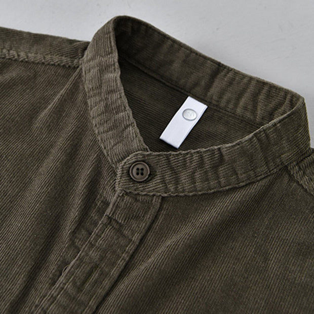 Buddha Stones Plain Button Down Cotton Corduroy Men's Long Sleeve Jacket - image 18