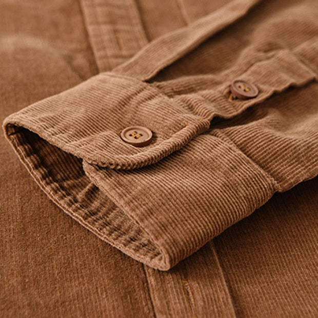 Buddha Stones Plain Button Down Cotton Corduroy Men's Long Sleeve Jacket - image 16