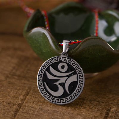 FREE Today: Luck and Strength Om Hum Sanskrit Titanium Steel Colored Rope Necklace Pendant - OM Sanskrit - image 0