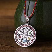 Buddha Stones Colorful Om Mani Padme Hum Titanium Steel Protection Rope Necklace Pendant - Silvery - image 0