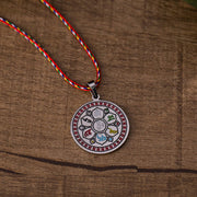 Buddha Stones Colorful Om Mani Padme Hum Titanium Steel Protection Rope Necklace Pendant - image 4