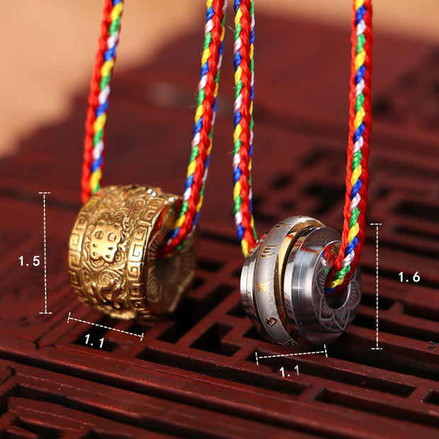 Buddha Stones Om Mani Padme Hum Titanium Steel Protection Rotatable Necklace Pendant - image 7
