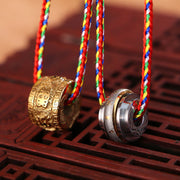 Buddha Stones Om Mani Padme Hum Titanium Steel Protection Rotatable Necklace Pendant - image 8