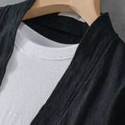 Buddha Stones Simple Long Sleeve Open Front Ramie Cotton Men's Shirts With Pockets - image 14
