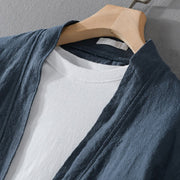 Buddha Stones Simple Long Sleeve Open Front Ramie Cotton Men's Shirts With Pockets - image 21