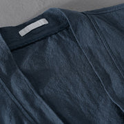 Buddha Stones Simple Long Sleeve Open Front Ramie Cotton Men's Shirts With Pockets - image 20