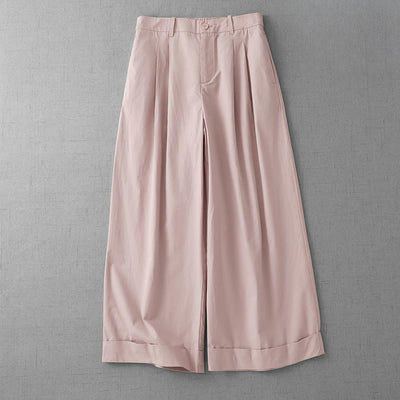 Buddha Stones Casual Plain Polyester Women's 7-8 Length Wide Leg Pants With Pockets - MistyRose - US14，UK/AU18，EU46 (2XL) - image 0