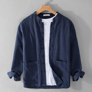 Buddha Stones Solid Long Sleeve Button Down Ramie Cotton Men's Shirts With Pockets - SteelBlue - US/UK/AU42，EU52 (3XL) - image 19