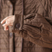 Buddha Stones Plain Notched Women's Cotton Padded Coat With Pockets - image 7