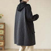 Buddha Stones Plain Notched Women's Cotton Padded Coat With Pockets - image 17