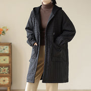 Buddha Stones Plain Notched Women's Cotton Padded Coat With Pockets - image 13