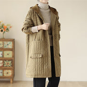 Buddha Stones Plain Notched Women's Cotton Padded Coat With Pockets - image 23