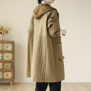 Buddha Stones Plain Notched Women's Cotton Padded Coat With Pockets - image 20