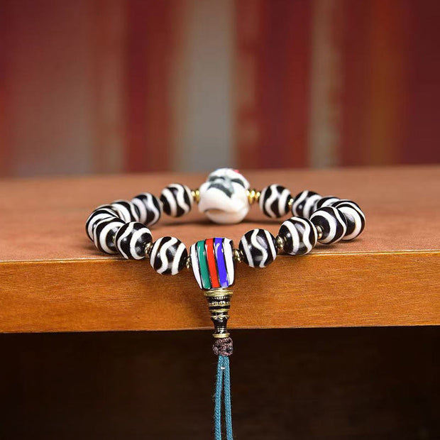 Buddha Stones Tibetan Dzi Bead The Lord of the Corpse Forest Protection Bracelet - image 3