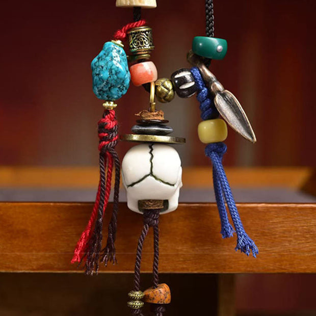 Buddha Stones Tibetan Skull The Lord of the Corpse Forest New Beginning Rope Necklace Pendant - image 3