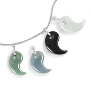 Buddha Stones 925 Sterling Silver Teardrop Design Jade Titanium Steel Chain Necklace Luck Pendant - image 10
