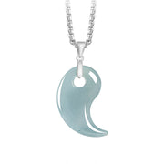 Buddha Stones 925 Sterling Silver Teardrop Design Jade Titanium Steel Chain Necklace Luck Pendant - PaleTurquoise - Jade - image 8
