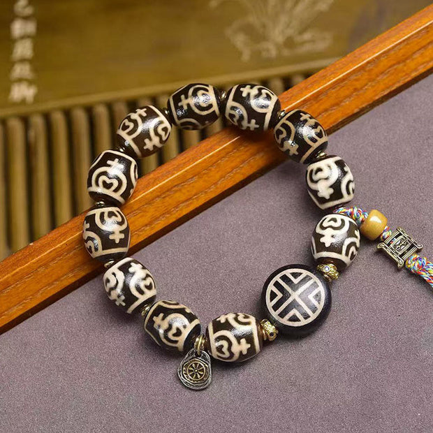 Buddha Stones Tibetan Lightning Treasure Vase Dzi Bead The Lord of the Corpse Forest Power Bracelet - Vase Dzi Bead(Wrist Circumference: 16-17cm) - image 5