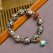 Buddha Stones Tibetan Lightning Treasure Vase Dzi Bead The Lord of the Corpse Forest Power Bracelet - Lotus Vase Dzi Bead(Wrist Circumference: 16-17cm) - image 9