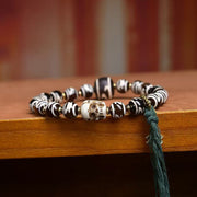 Buddha Stones Tibetan Dzi Bead Skull The Lord of the Corpse Forest Wealth Bracelet - image 3