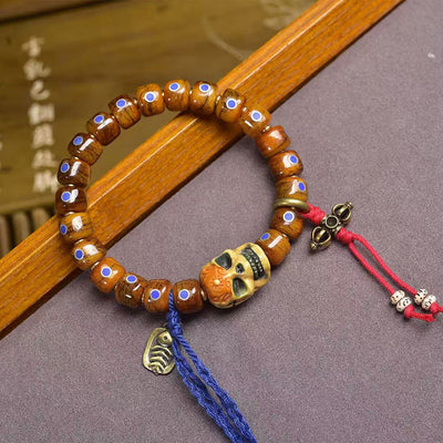 Buddha Stones Tibetan Bone Beads The Lord Of The Corpse Forest Keep Away Evil Spirits Bracelet - Skull(Wrist Circumference: 16-17cm) - image 0