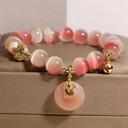 Buddha Stones Natural Peace Buckle Gradient Pink Cat's Eye Yanyuan Agate Peace Bracelet - image 2