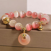 FREE Today: Peace and Support Natural Peace Buckle Gradient Pink Cat's Eye Yanyuan Agate Bracelet - image 1