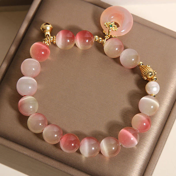 FREE Today: Peace and Support Natural Peace Buckle Gradient Pink Cat's Eye Yanyuan Agate Bracelet - image 5