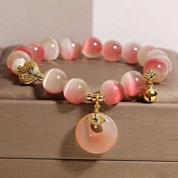 FREE Today: Peace and Support Natural Peace Buckle Gradient Pink Cat's Eye Yanyuan Agate Bracelet - image 2