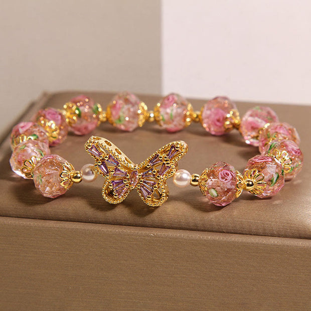 FREE Today: Self-acceptance and Soothing Natural Butterfly Rose Design Pink Crystal Bracelet - image 1
