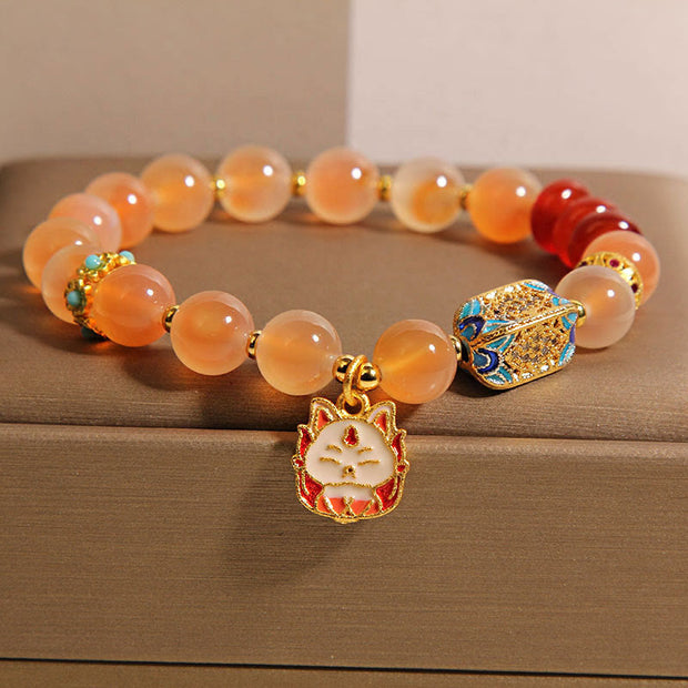 Buddha Stones Natural Nine Tailed Fox Orange Candy Agate Healing Bracelet - Candy Agate(Wrist Circumference:15-17cm) - image 0