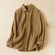 Buddha Stones Casual Buttons Design Women's Stand Collar Long Sleeve Cotton Shirt - Goldenrod - US14，UK/AU18，EU46 (2XL) - image 5