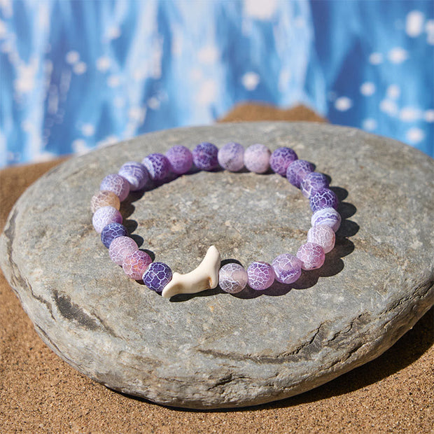 Buddha Stones Natural Stone Dolphin Crackle Agate Tourmaline Courage Bracelet - image 4