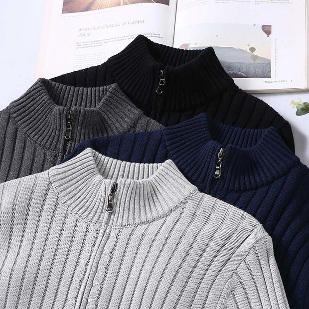 Buddha Stones Spring Plain Zipper Design Cotton Men's Long Sleeve Mock Neck Jacket - image 12