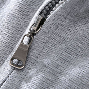Buddha Stones Plain Zipper Ribbed Bottom Hem Design Men's Long Sleeve Cotton Jacket - image 3