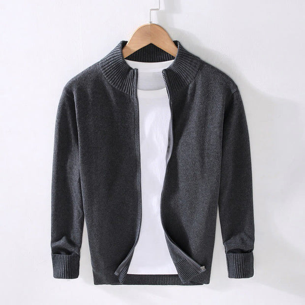 Buddha Stones Plain Zipper Ribbed Bottom Hem Design Men's Long Sleeve Cotton Jacket - DimGray - US/UK/AU42，EU52 (3XL) - image 14