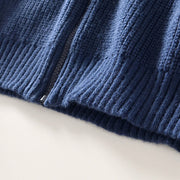 Buddha Stones Winter Solid Color Zipper Knit Cardigan Men's Long Sleeve Cotton Jacket - image 4