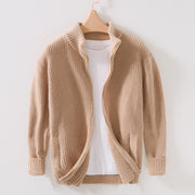 Buddha Stones Winter Solid Color Zipper Knit Cardigan Men's Long Sleeve Cotton Jacket - BurlyWood - US/UK/AU40，EU50 (2XL) - image 12
