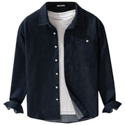 Buddha Stones Fall Pure Color Buttoned Detail Lapel Men's Long Sleeve Jacket - image 9