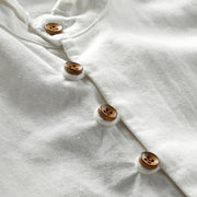 Buddha Stones Men's Slim Fit Design Stand Collar Crew Neck Long Sleeve Cotton Linen Shirt - image 5