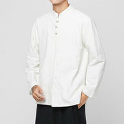 Buddha Stones Chinese Frog-Button Side Slit Men's Long Sleeve Cotton Tang Suit Shirt - image 22