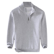 Buddha Stones Ribbed Solid Color Hem Design Men's Mock Neck Long Sleeve Pure Cotton Sweater - image 14