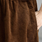 Buddha Stones Plain Buttons Long Sleeve Women's Cotton Corduroy Coat With Pockets - image 8