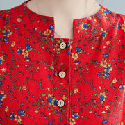 Buddha Stones Commute Floral Drawstring Women's Long Sleeve Cotton Midi Dress With Pockets - image 22