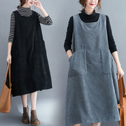 Buddha Stones Commute Solid Color Crew Neck Women's Sleeveless Cotton Midi Dress With Pockets - image 31